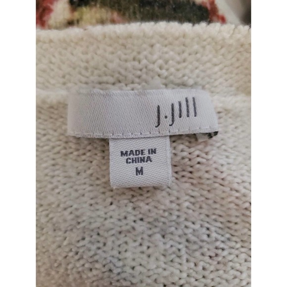 J Jill Burnt Orange & Cream Floral Soft Cotton Blend Cardigan Sweater Sz M - Picture 4 of 5